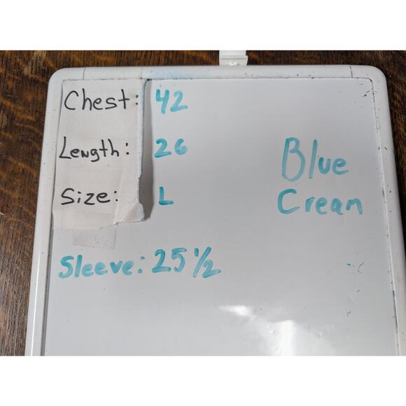 Vintage 80s 90s Reed St James Sweater L Blue Cream Stripe Preppy Heritage Knit - Picture 9 of 10